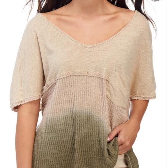 Free People Ombré Mixed Print Orange Top Sz XS - Picture 8 of 8